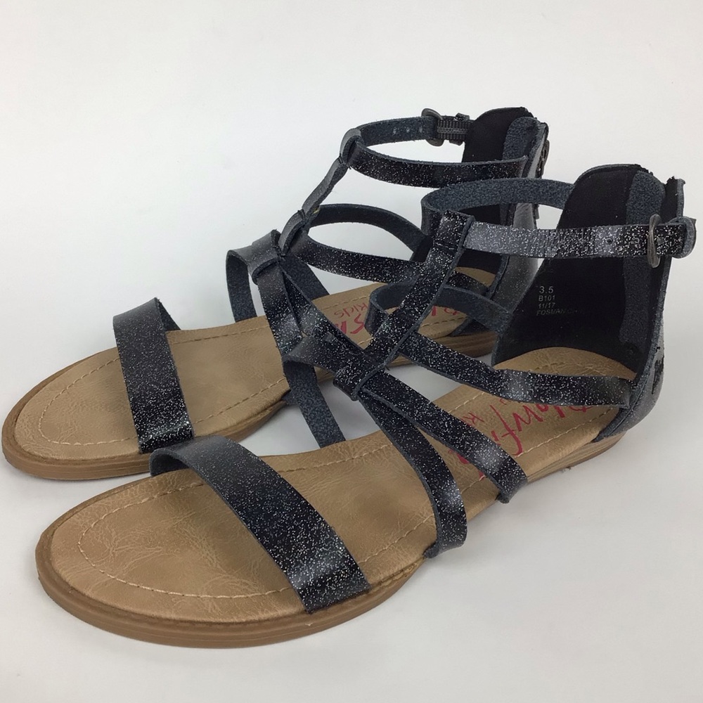 Blowfish Malibu Bennito Sandal in Black Glitter Girls Sz 3.5 EUC.